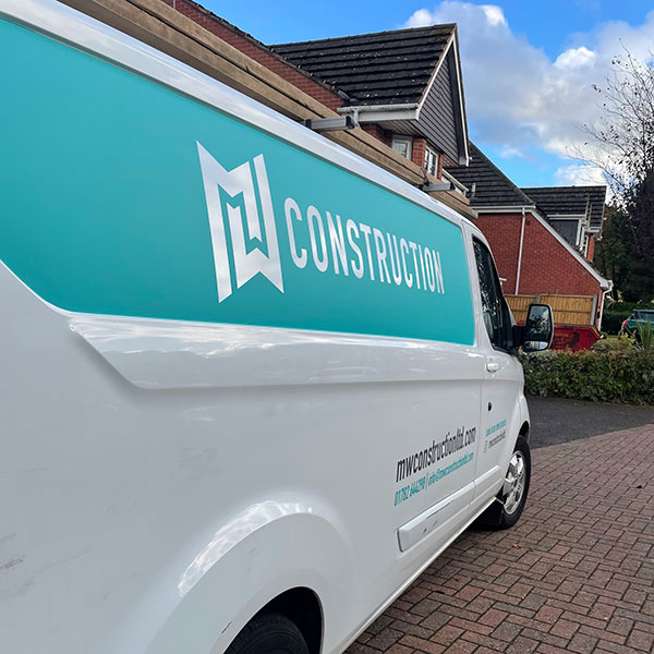 MW Construction Van outside a home in Stoke-on-Trent